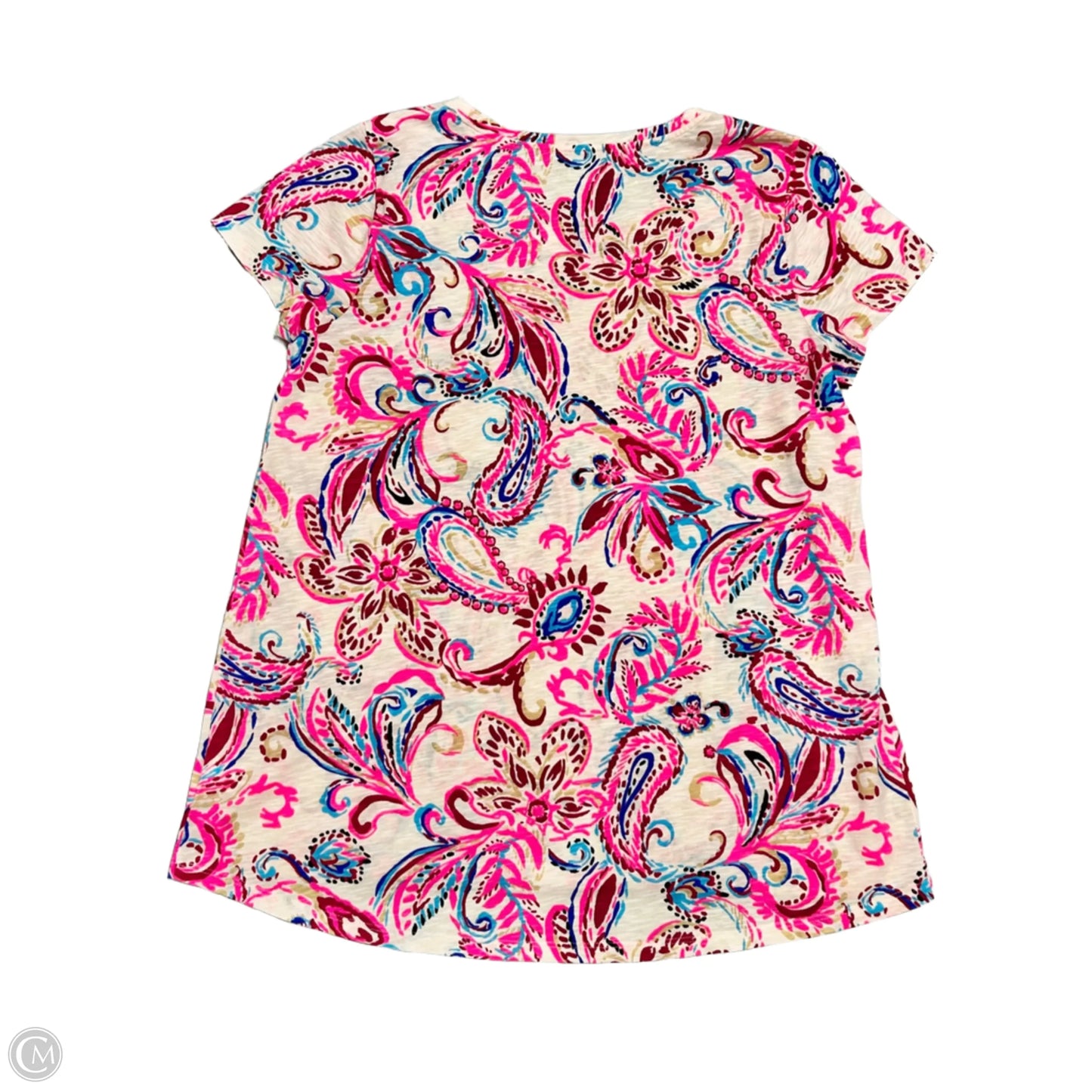 Top Short Sleeve Designer By Lilly Pulitzer In Pink & Tan, Size: L