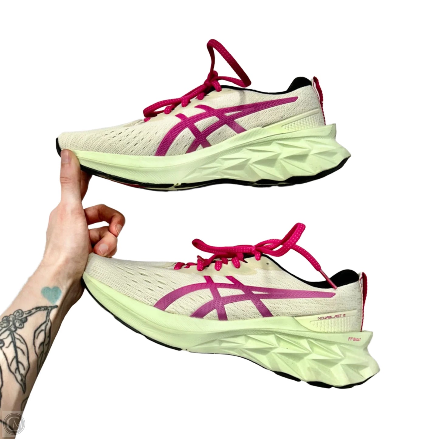 Shoes Athletic By Asics In Pink & Yellow, Size: 8
