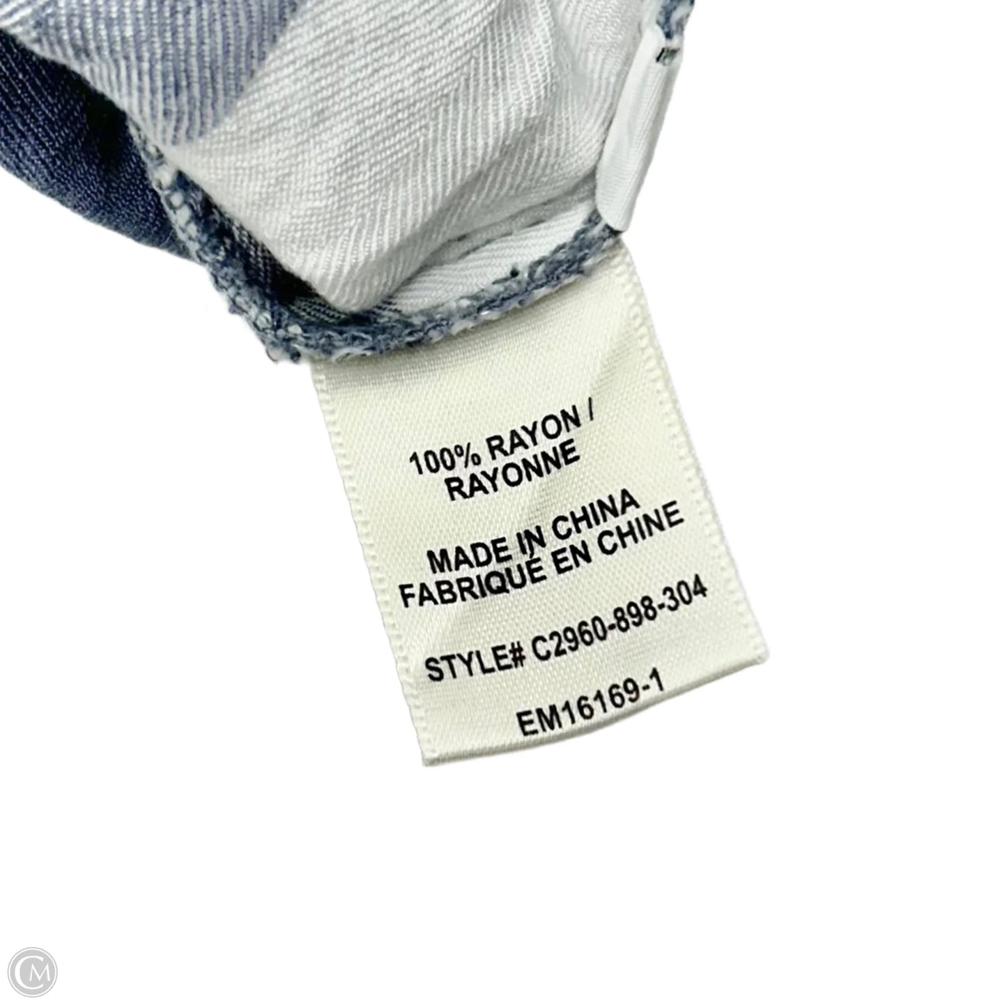 Top Short Sleeve By Cloth & Stone In Blue & White, Size: L