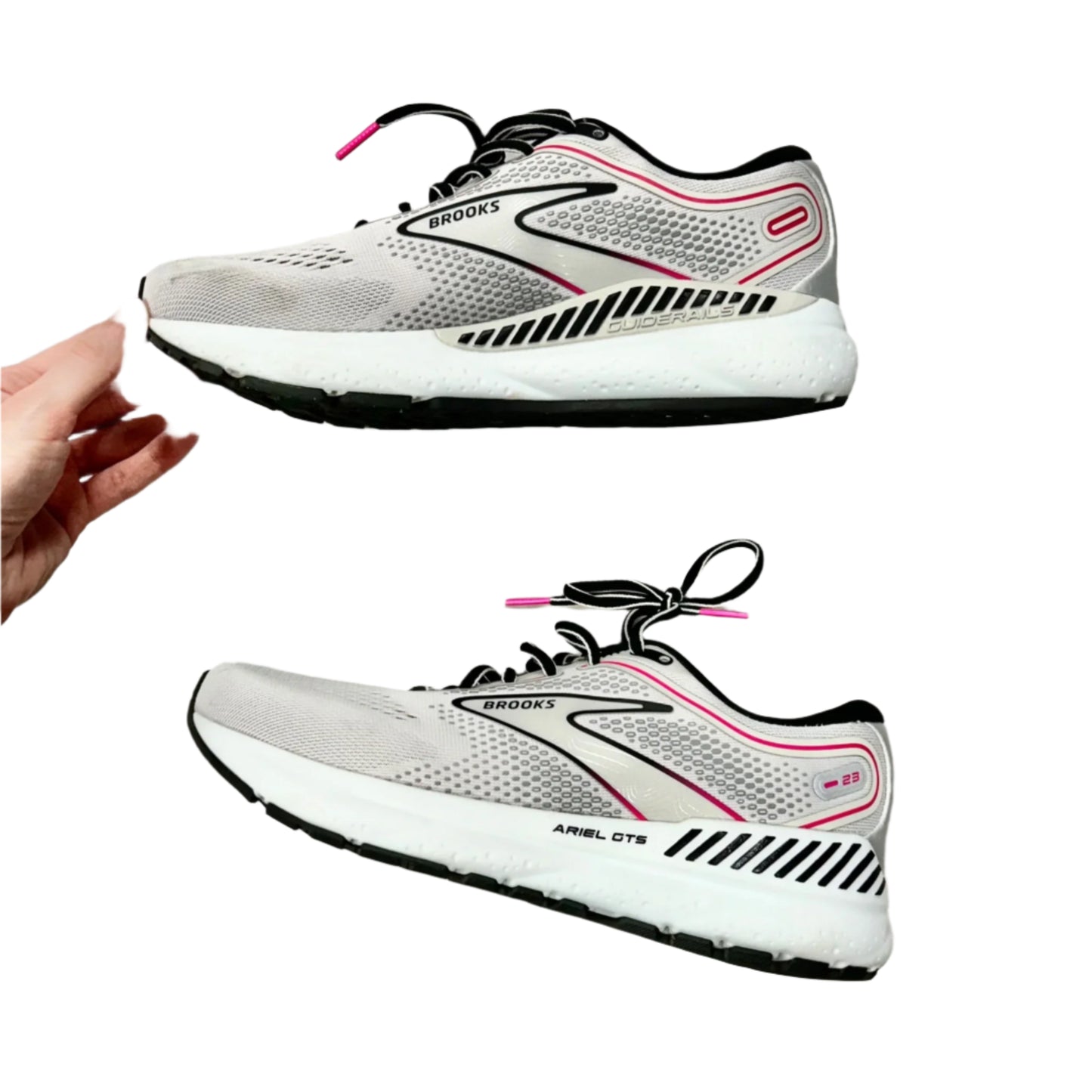 Shoes Athletic By Brooks In Grey & Pink, Size: 8