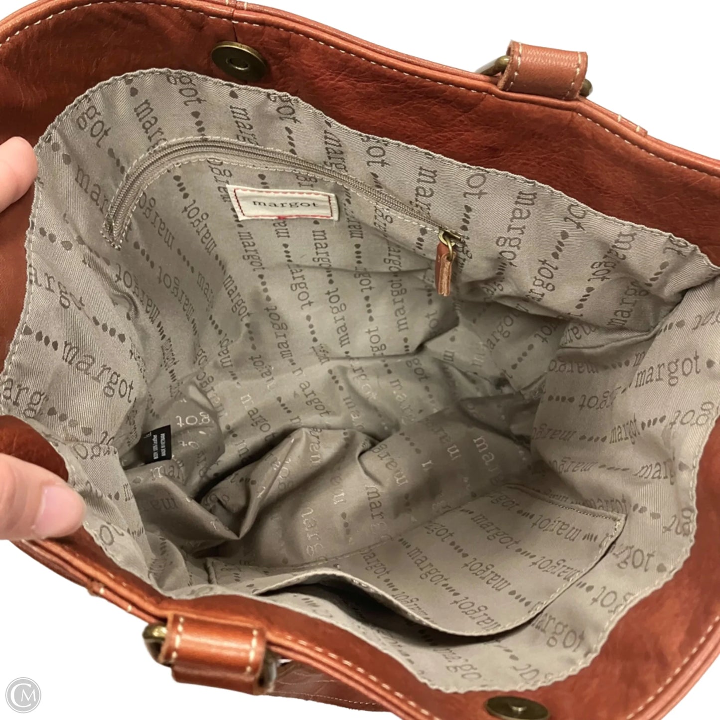 Handbag Leather By Margot, Size: Medium