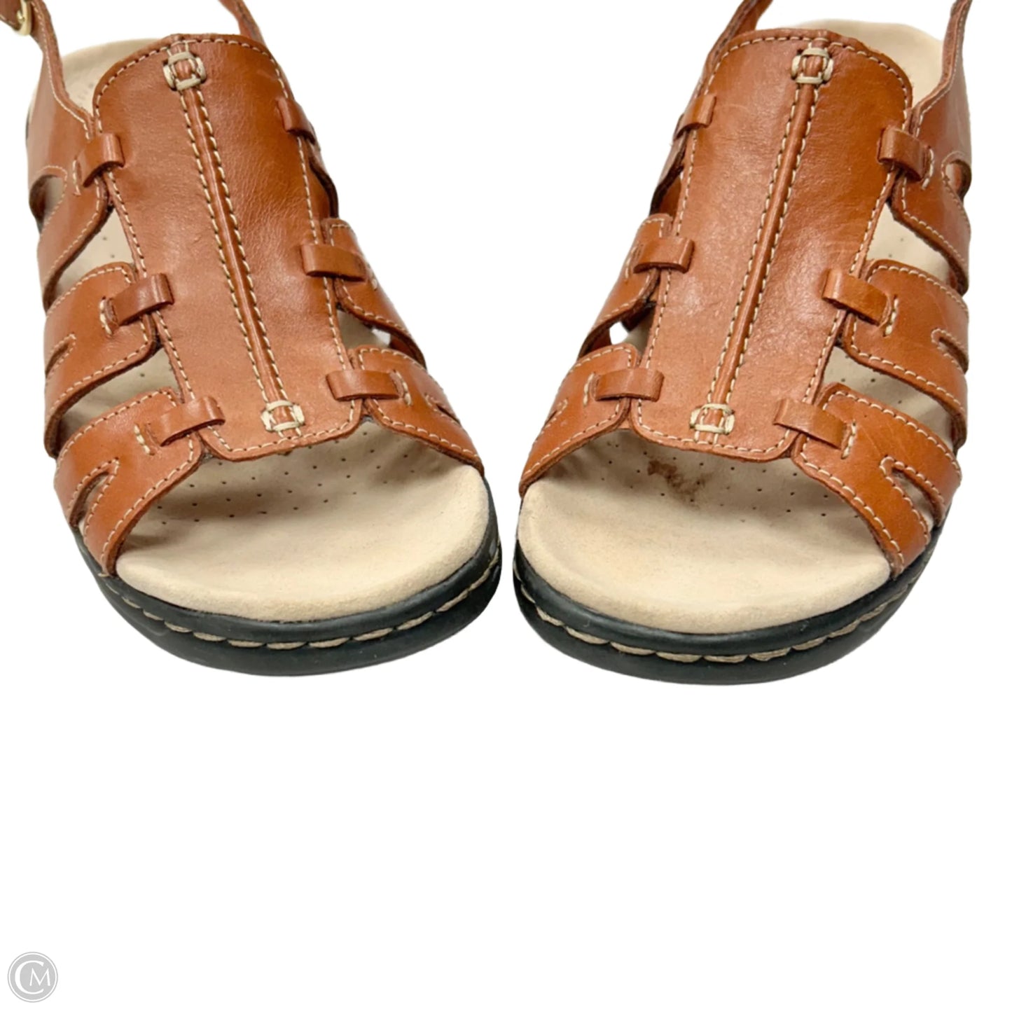 Sandals Heels Wedge By Clarks In Brown, Size: 9.5