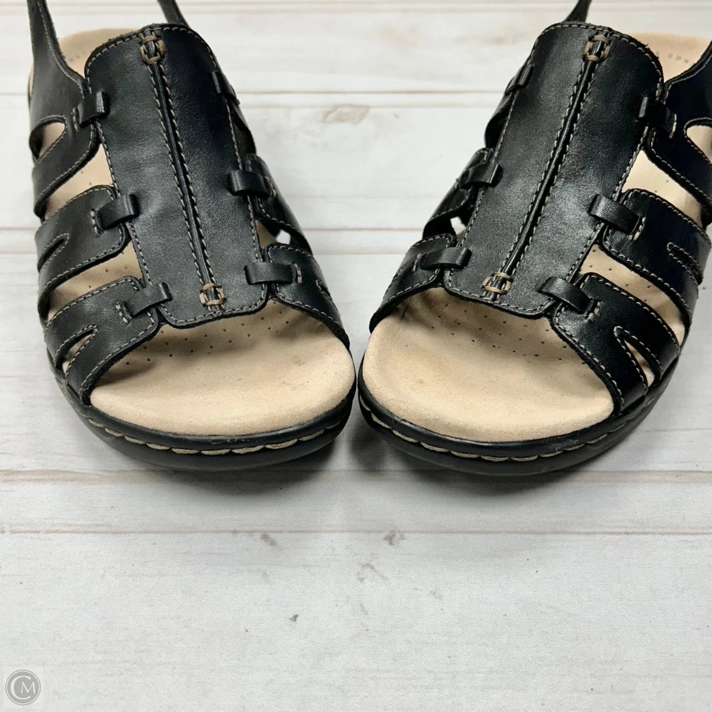 Sandals Heels Wedge By Clarks In Black, Size: 9.5