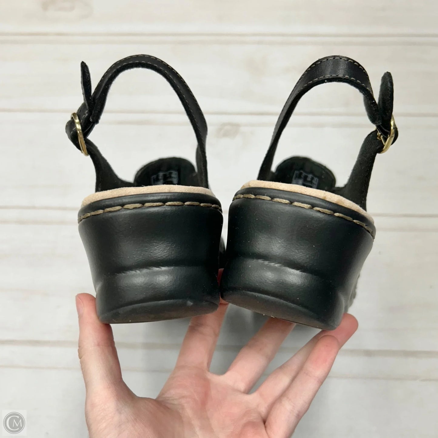 Sandals Heels Wedge By Clarks In Black, Size: 9.5