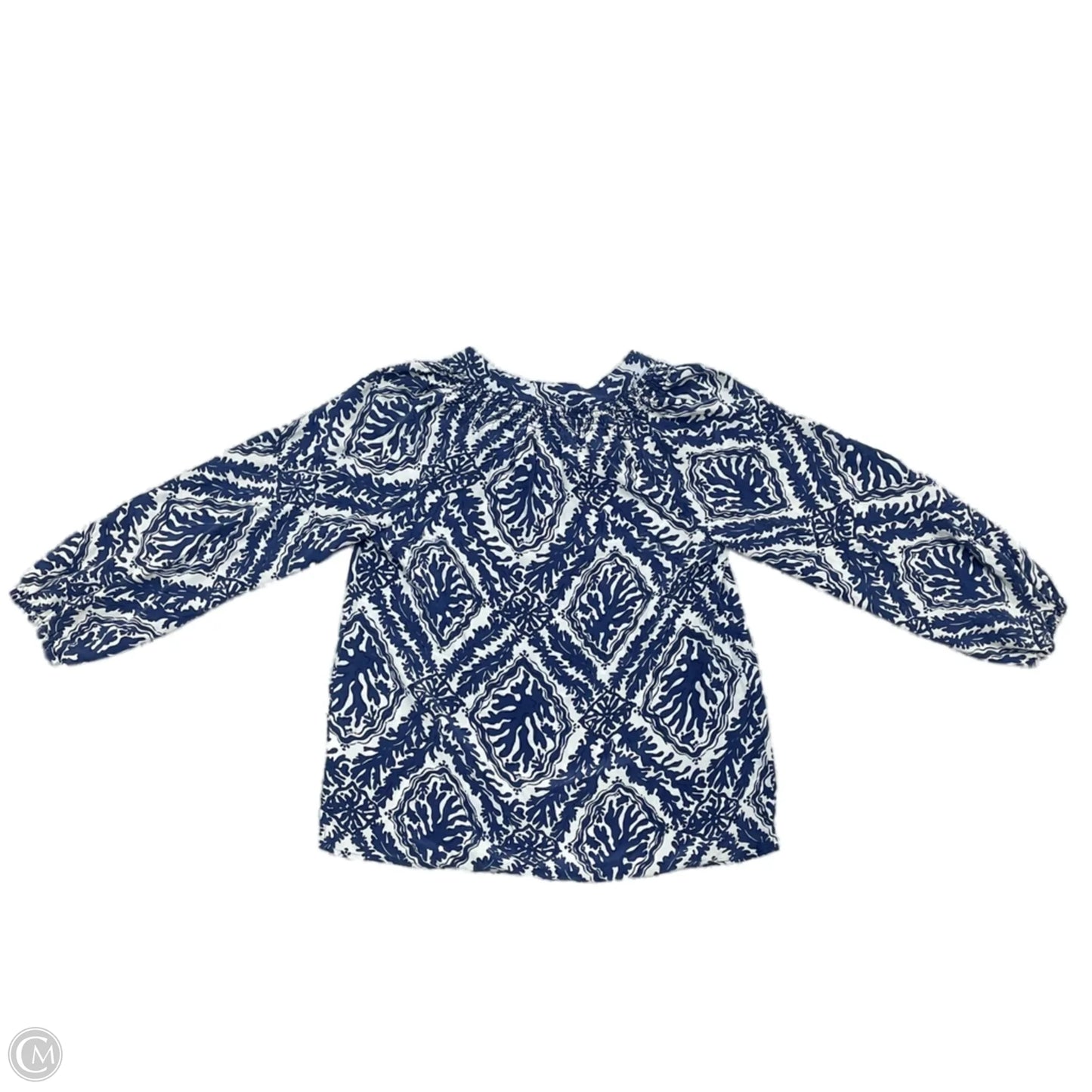 Top Long Sleeve Designer By Lilly Pulitzer In Blue & White, Size: M