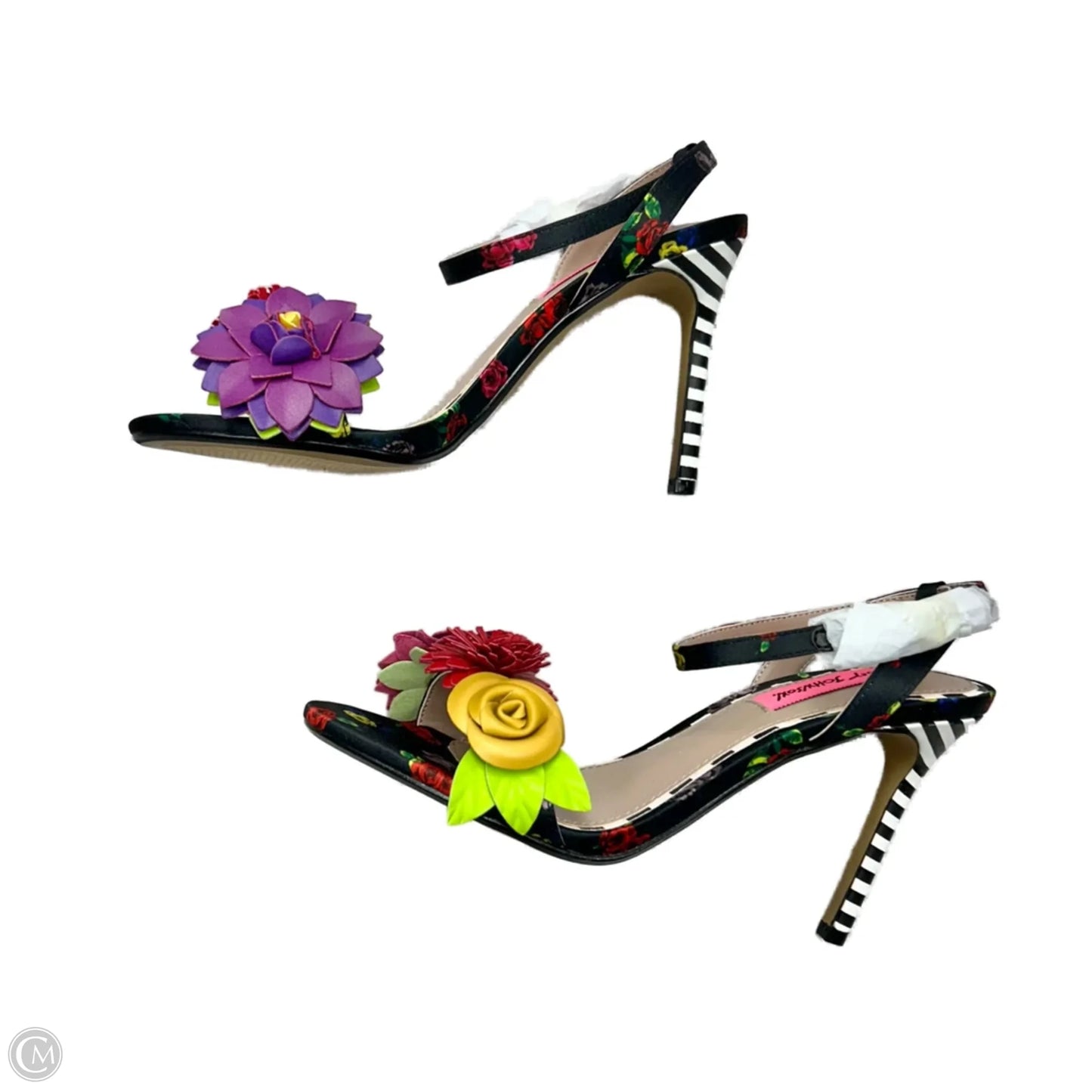 Sandals Heels Stiletto By Betsey Johnson In Floral Print, Size: 6