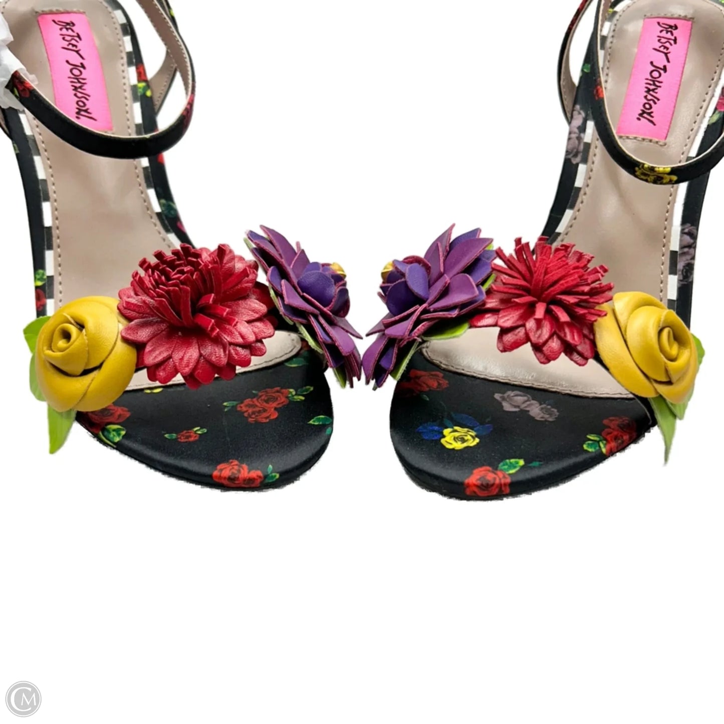Sandals Heels Stiletto By Betsey Johnson In Floral Print, Size: 6