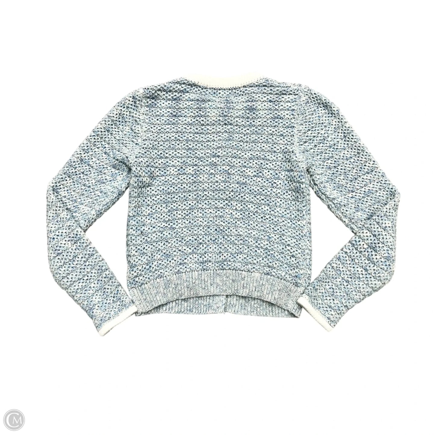 Sweater Cardigan By Heartloom In Blue & White, Size: M
