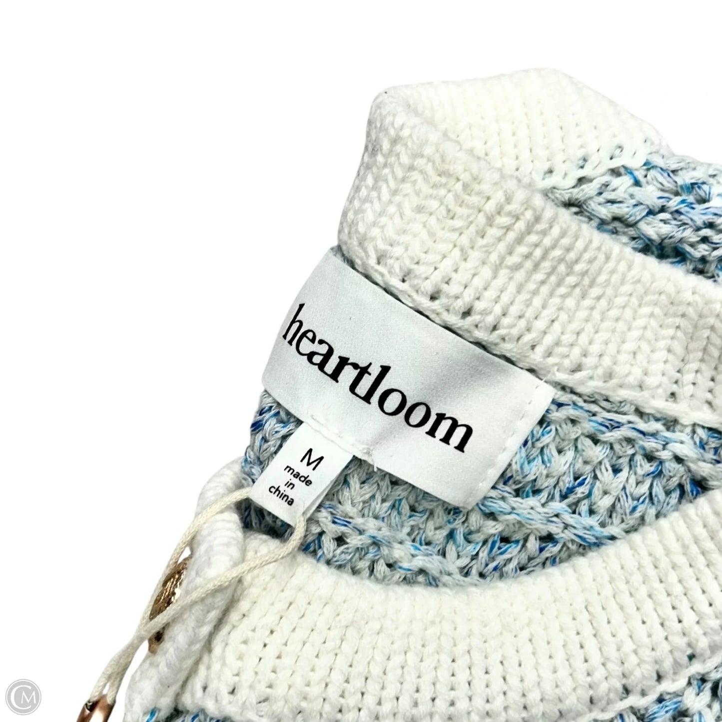Sweater Cardigan By Heartloom In Blue & White, Size: M