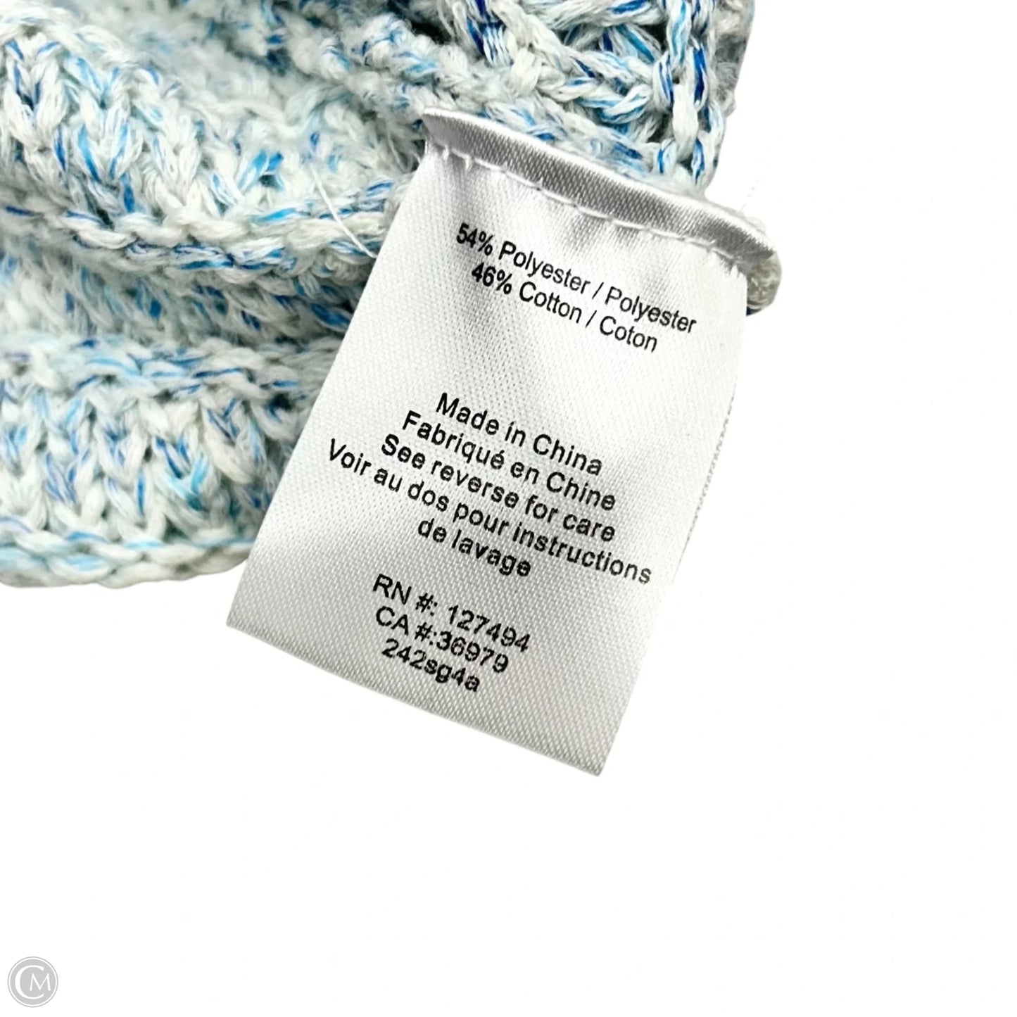 Sweater Cardigan By Heartloom In Blue & White, Size: M