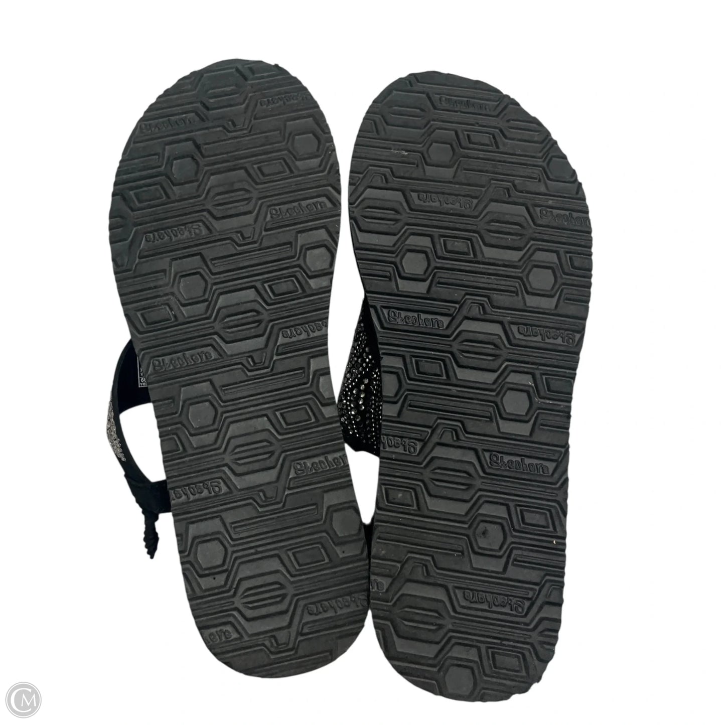 Sandals Flats By Skechers In Black & Silver, Size: 10