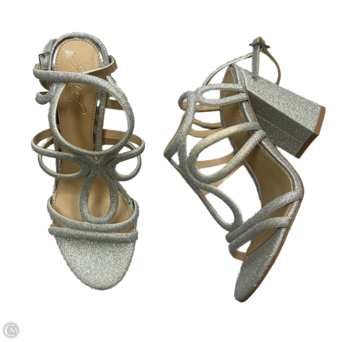 Shoes Heels Block By Badgley Mischka In Silver, Size: 8