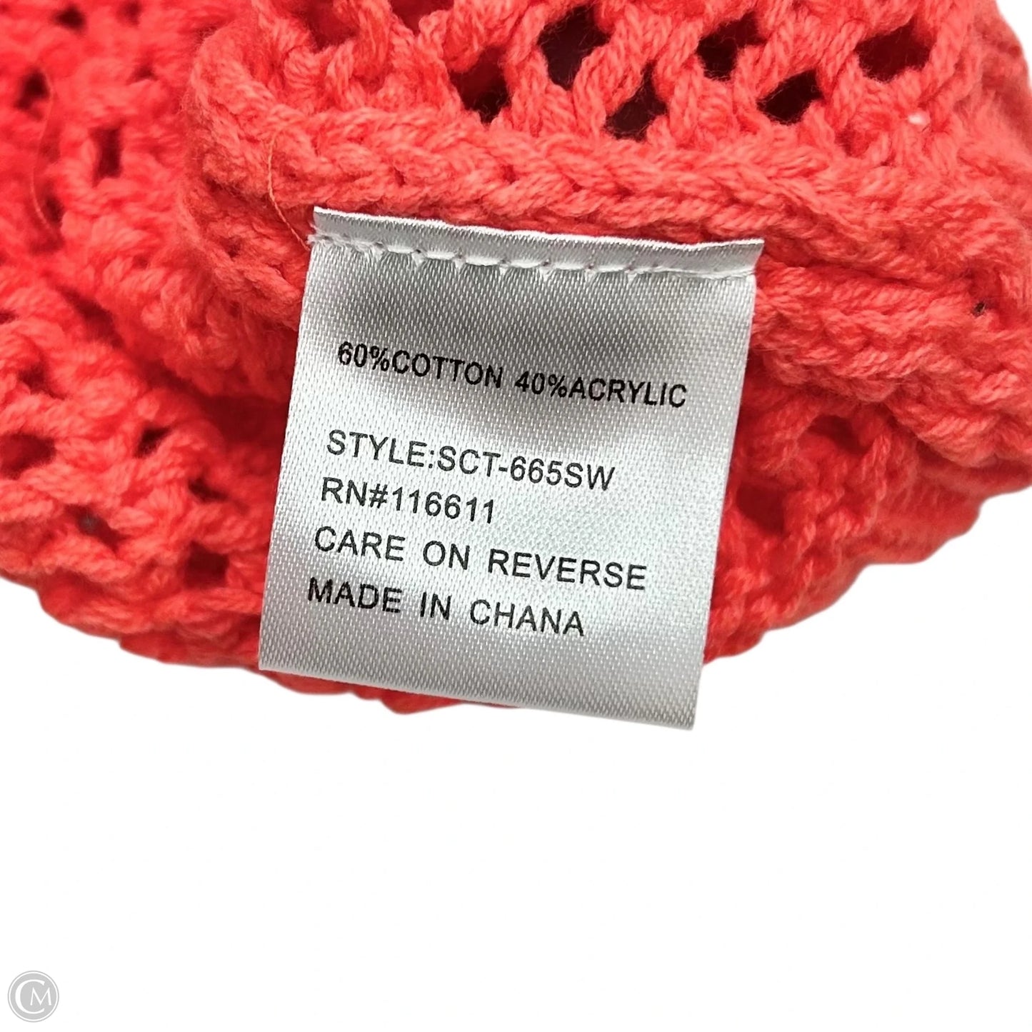 Sweater Short Sleeve By Self Contrast In Coral, Size: Xs