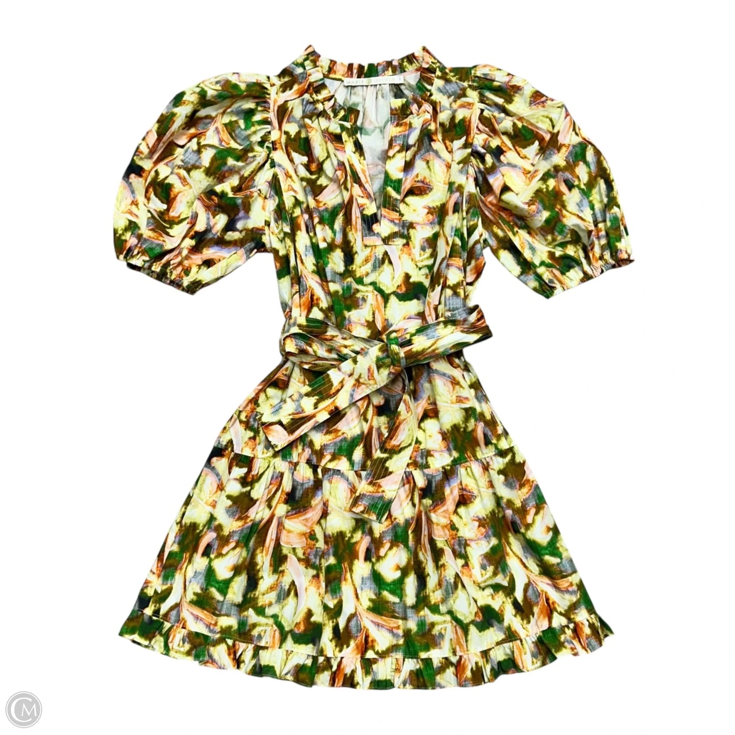 Dress Casual Short By Marie Oliver In Orange & Yellow, Size: S