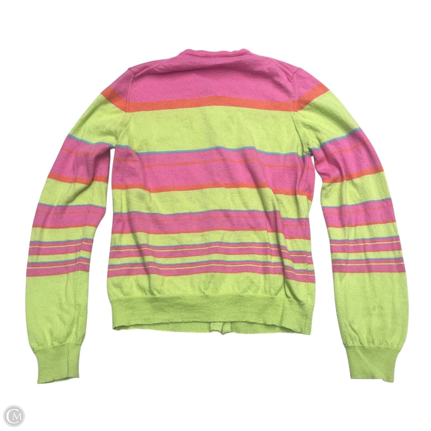Sweater Cardigan Cashmere By Saks Fifth Avenue In Green & Pink, Size: M