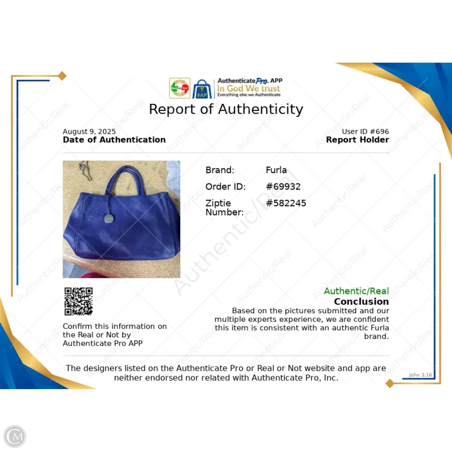 Handbag Luxury Designer By Furla, Size: Medium
