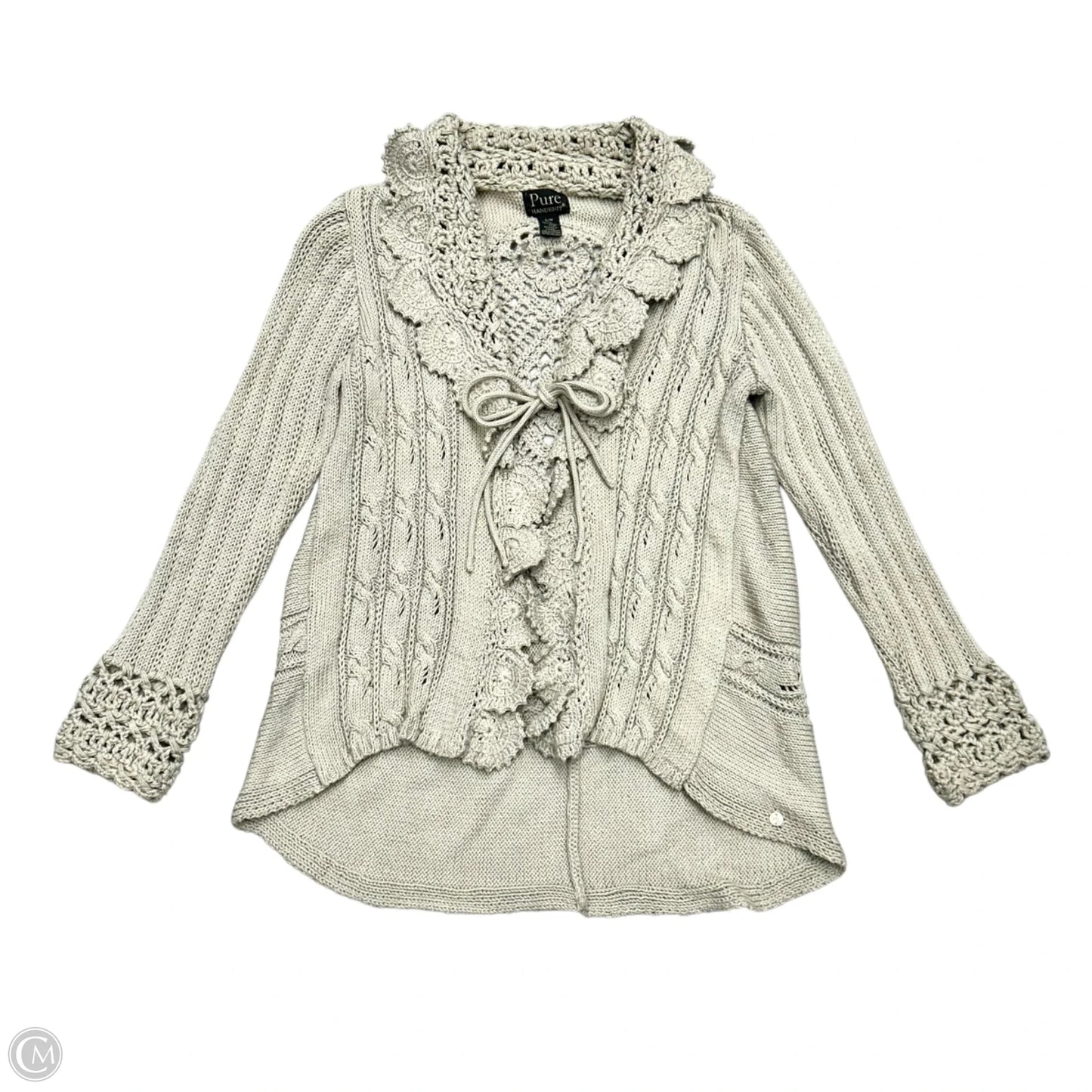 Sweater Cardigan By Pure Handknit In Taupe, Size: S