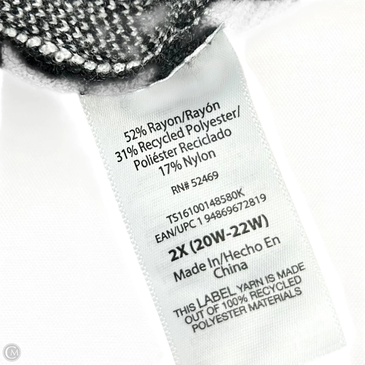 Sweater By Terra & Sky In Black & White, Size: 2x