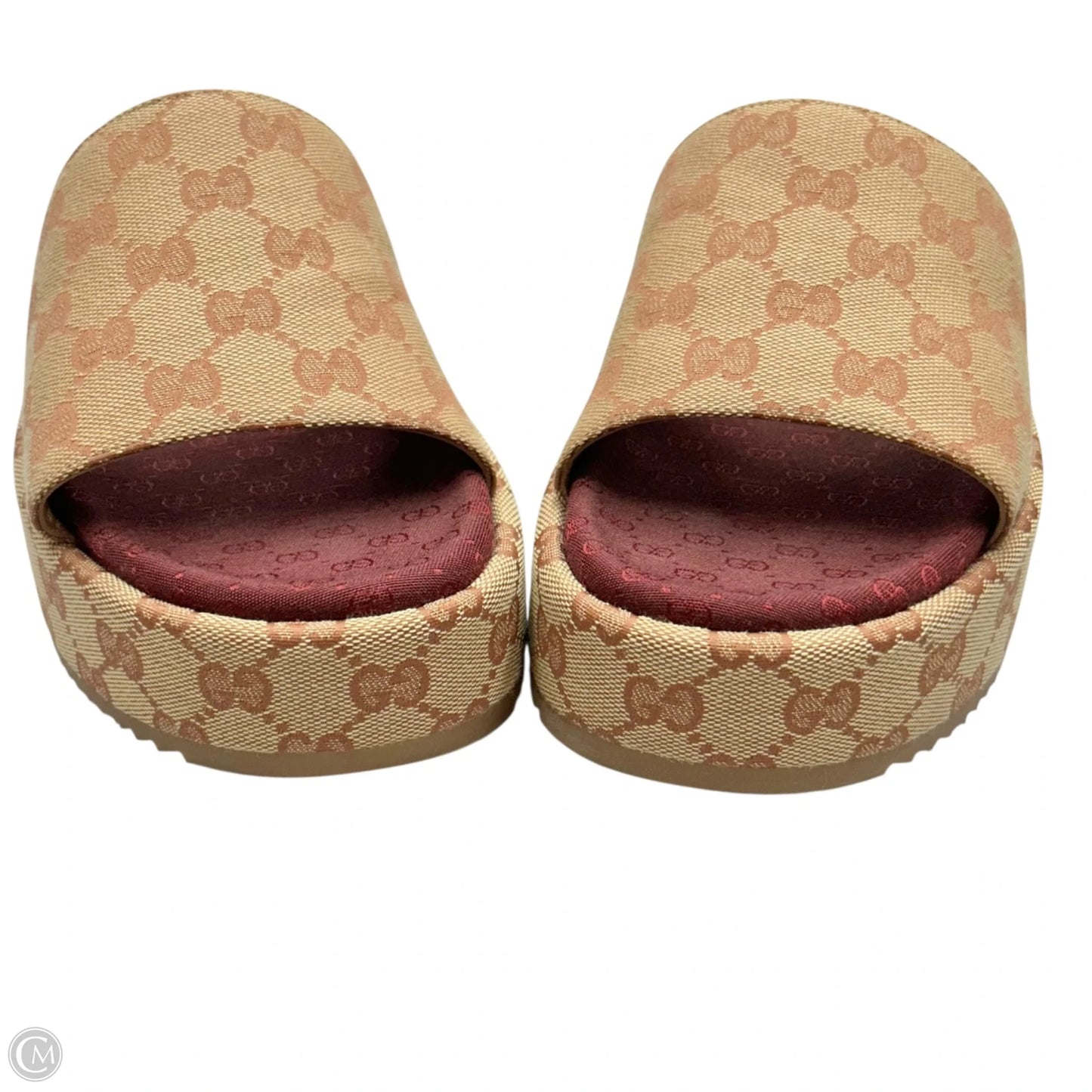 Sandals Luxury Designer By Gucci In Maroon, Size: 9.5