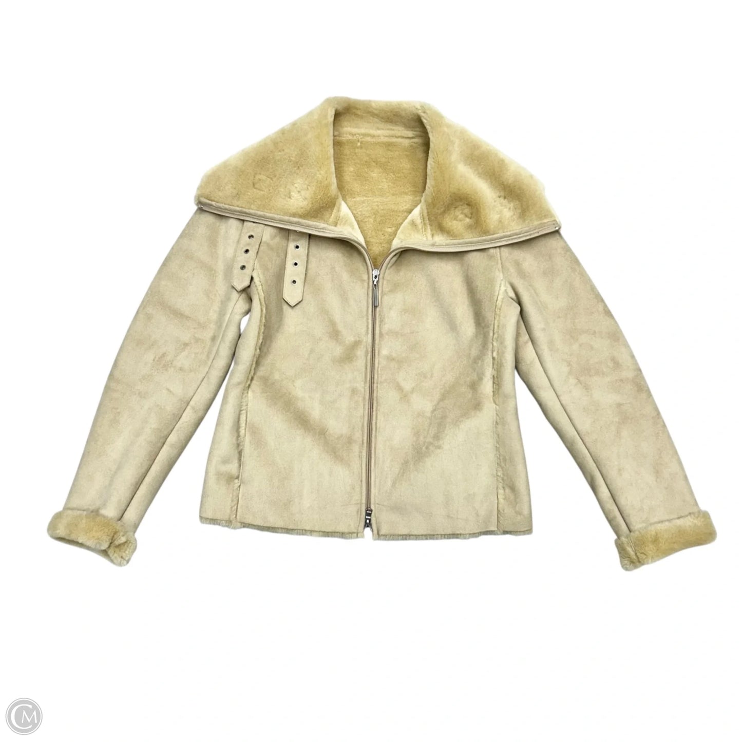 Jacket Faux Fur & Sherpa By Teddys In Tan, Size: M