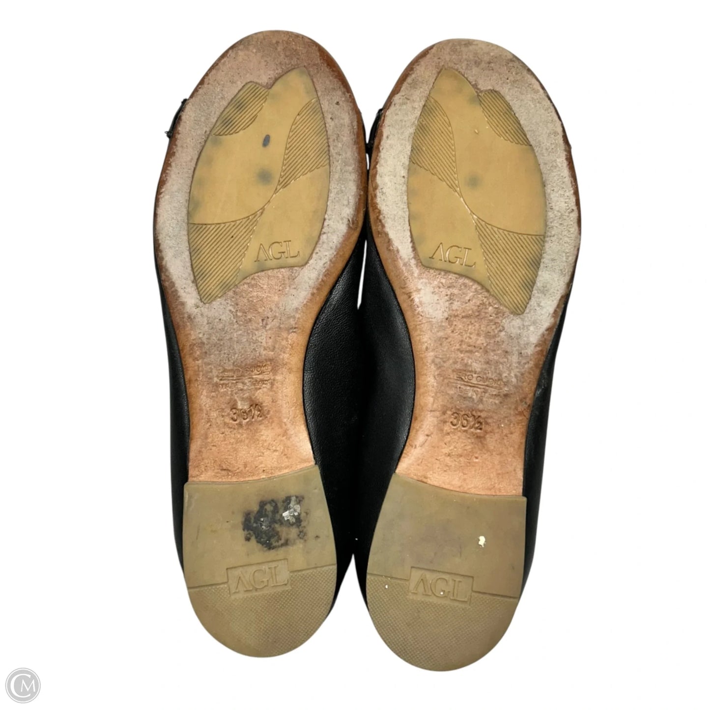 Shoes Flats By Agl In Black & Gold, Size: 6.5