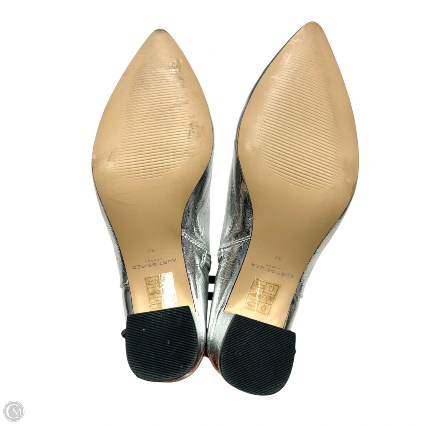 Boots Designer By Kurt Geiger In Silver, Size: 7