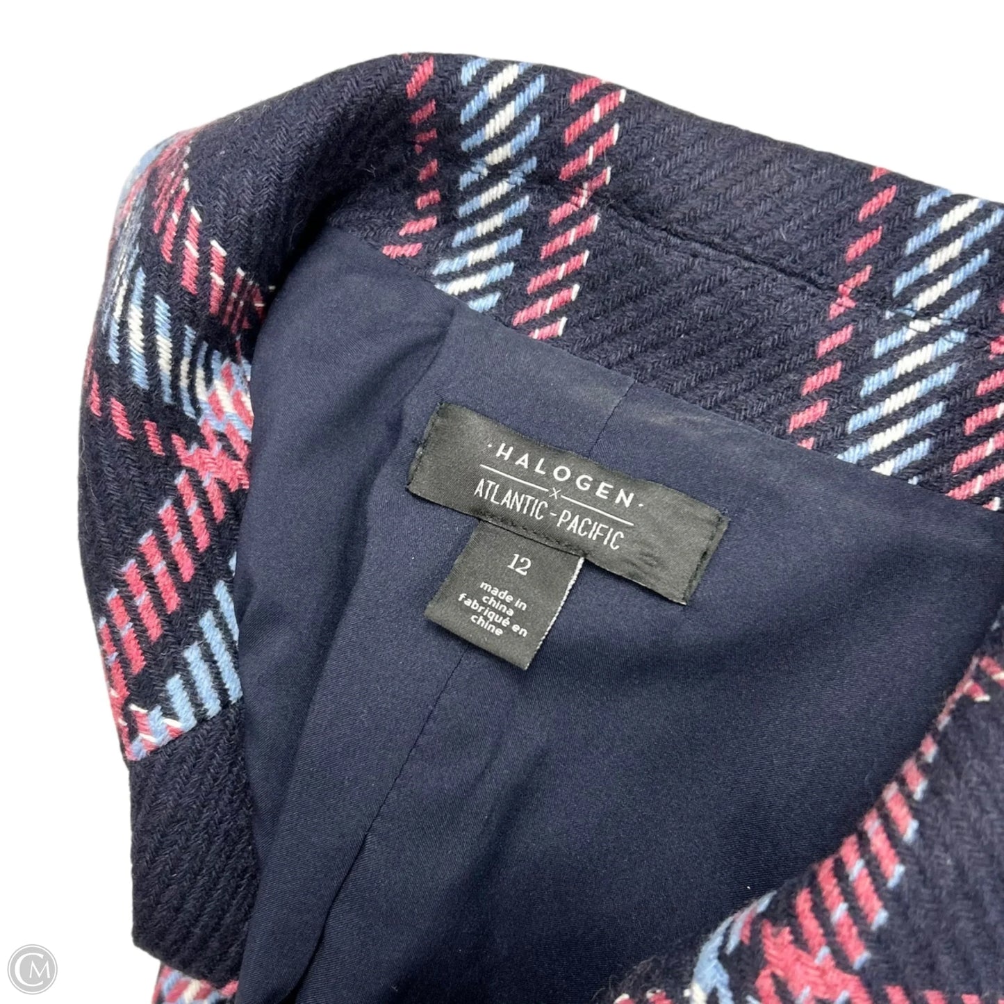 Coat Peacoat By Halogen In Blue & Pink, Size: L