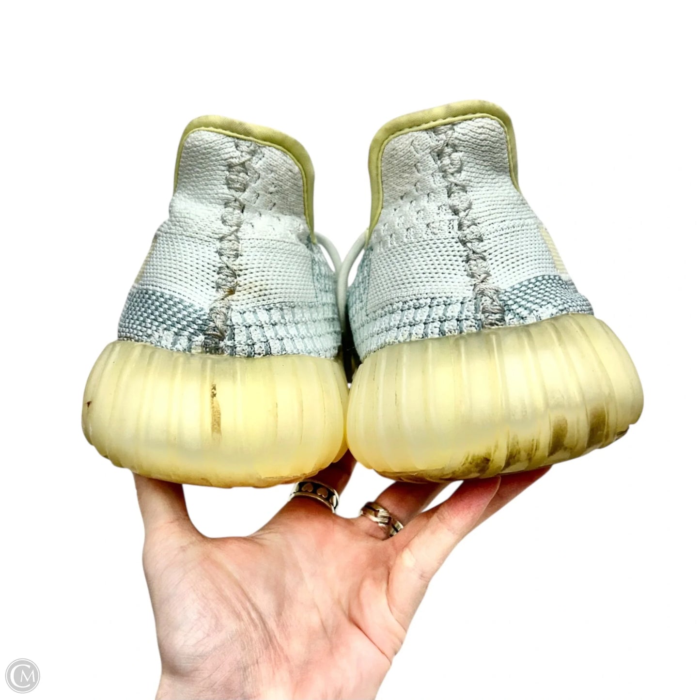 Shoes Luxury Designer By Yeezy In Blue & Yellow, Size: 11
