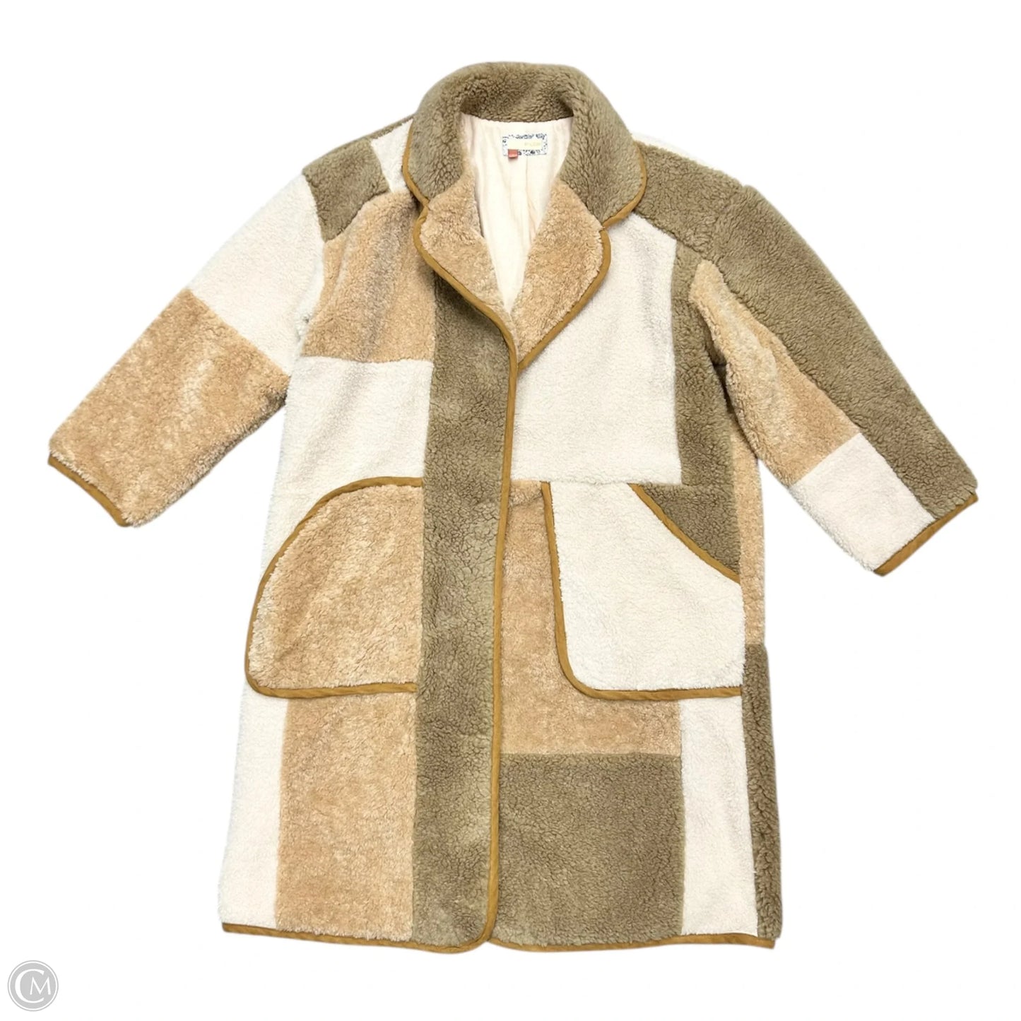 Coat Faux Fur & Sherpa By Pilcro In Tan & White, Size: S