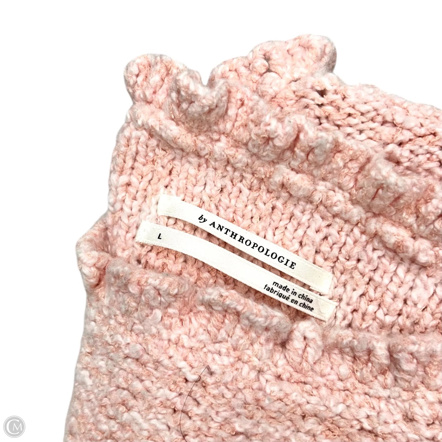 Top Long Sleeve By Anthropologie In Pink & White, Size: L