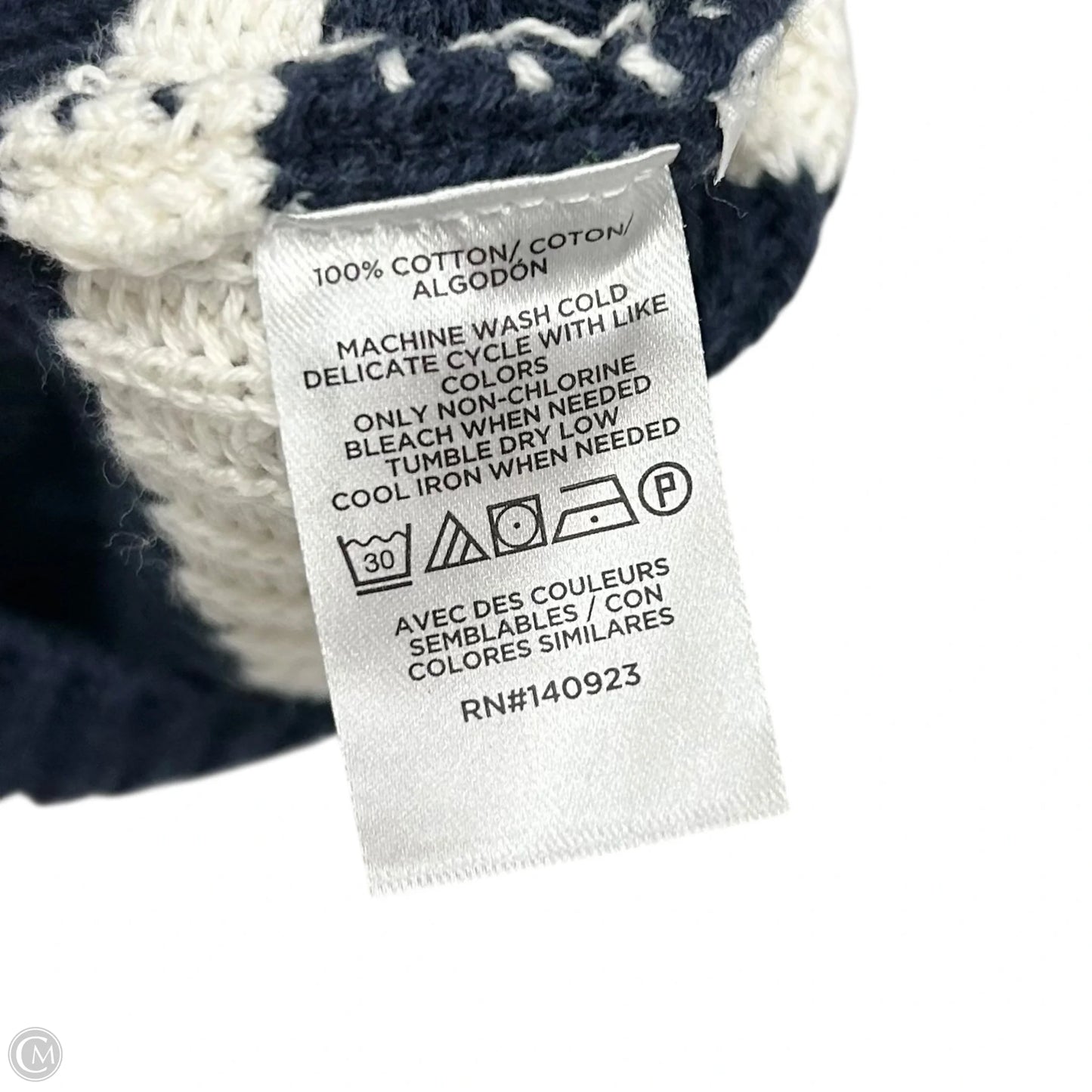 Sweater Cardigan By Loft In Blue & White, Size: M