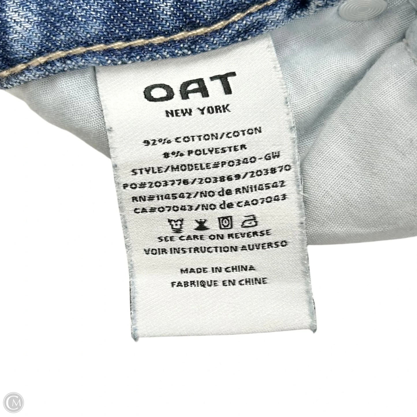 Jeans Wide Leg By Oat In Blue Denim, Size: 0