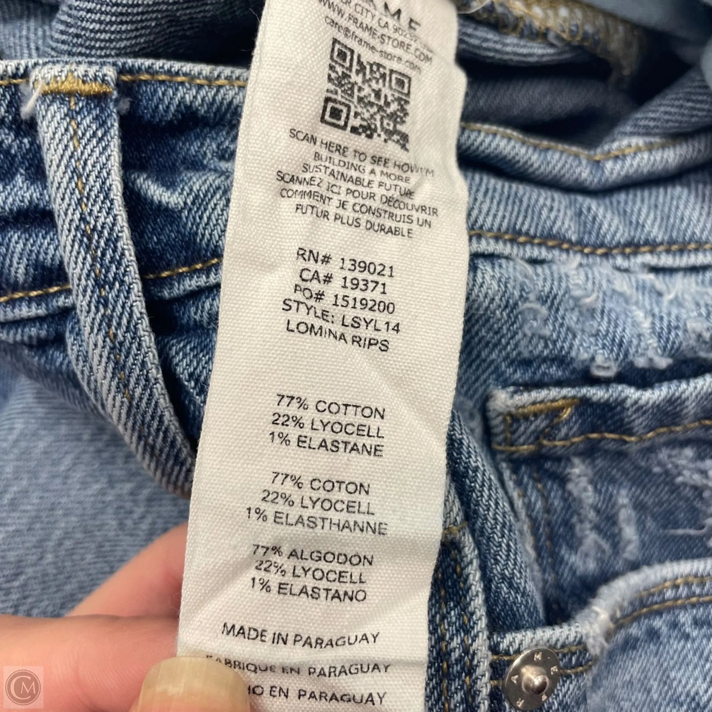 Jeans Straight By Frame In Blue Denim, Size: 4