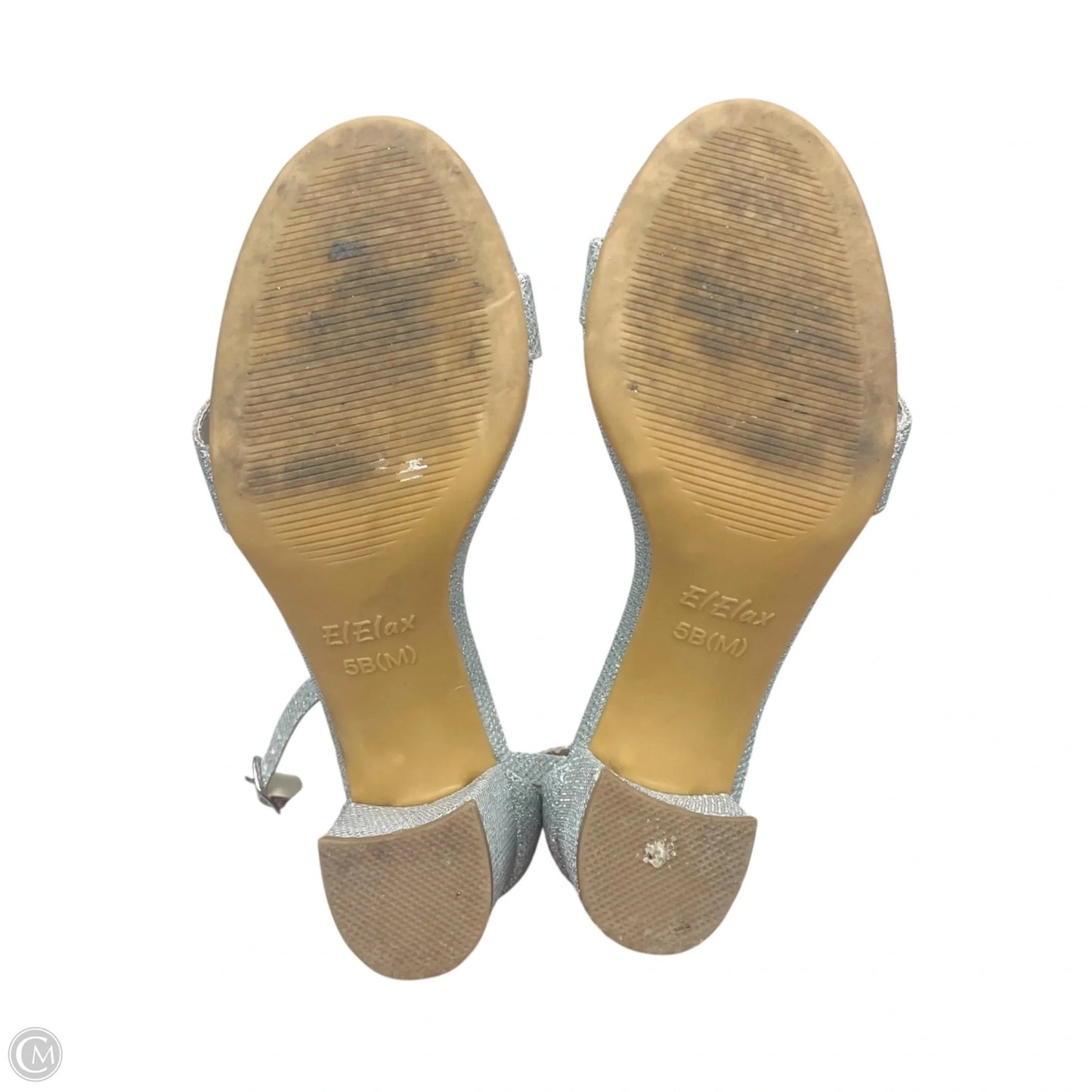 Sandals Heels Block By Elelax In Silver, Size: 5