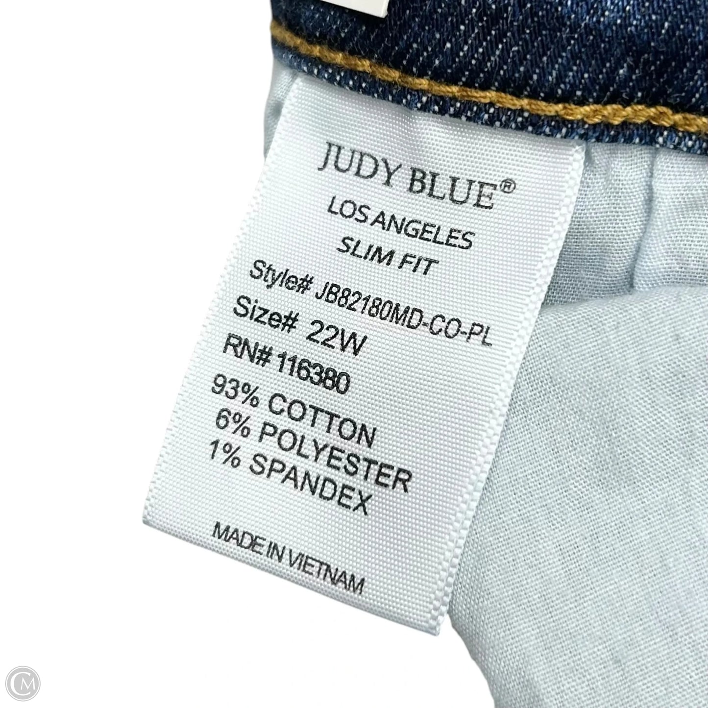 Jeans Straight By Judy Blue In Blue Denim, Size: 22
