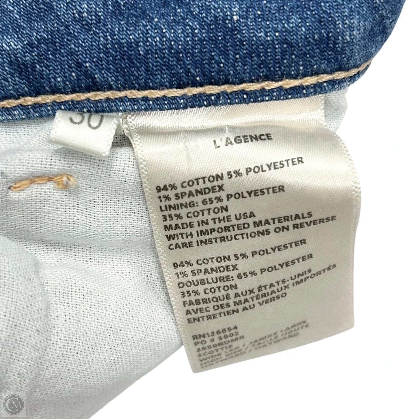 Jeans Straight By L Agence In Blue Denim, Size: 10