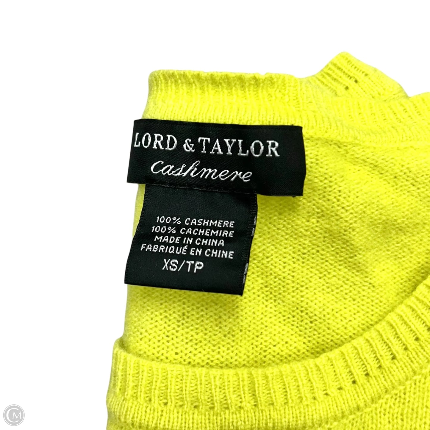 Sweater Cashmere By Lord And Taylor In Chartreuse, Size: Xs
