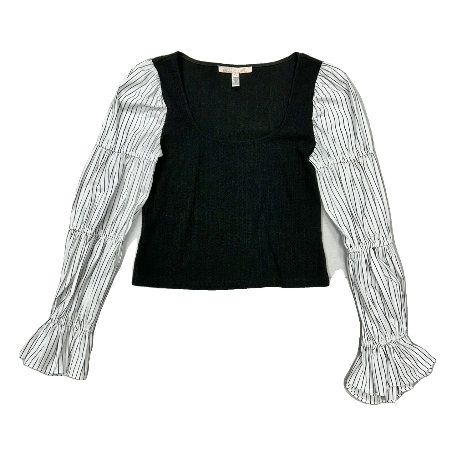 Top Long Sleeve By Hutch In Black & White, Size: S