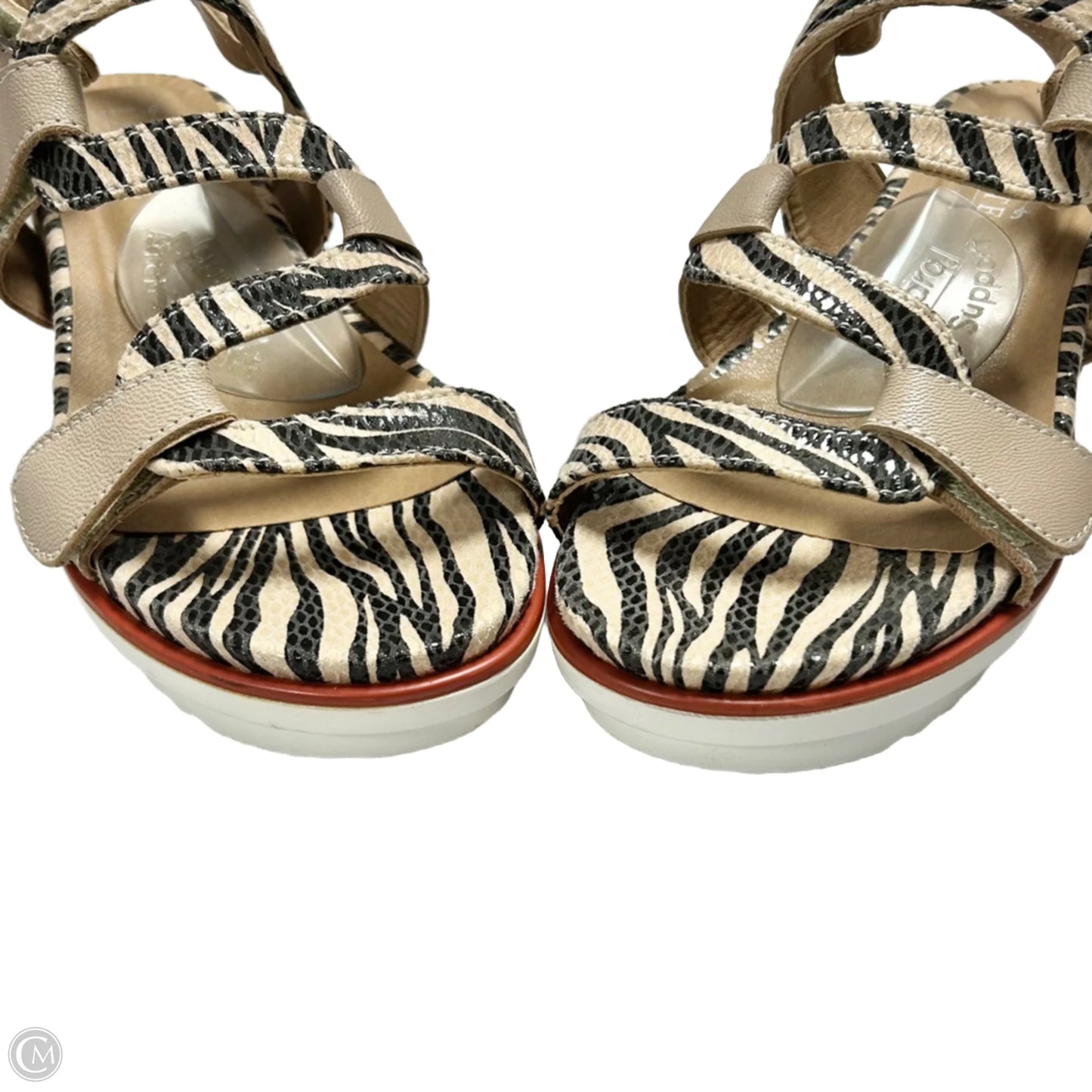 Sandals Heels Platform By Spring Step In Zebra Print, Size: 7