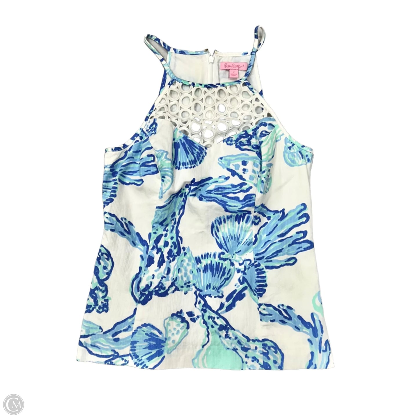 Top Sleeveless Designer By Lilly Pulitzer In Blue & White, Size: Xs