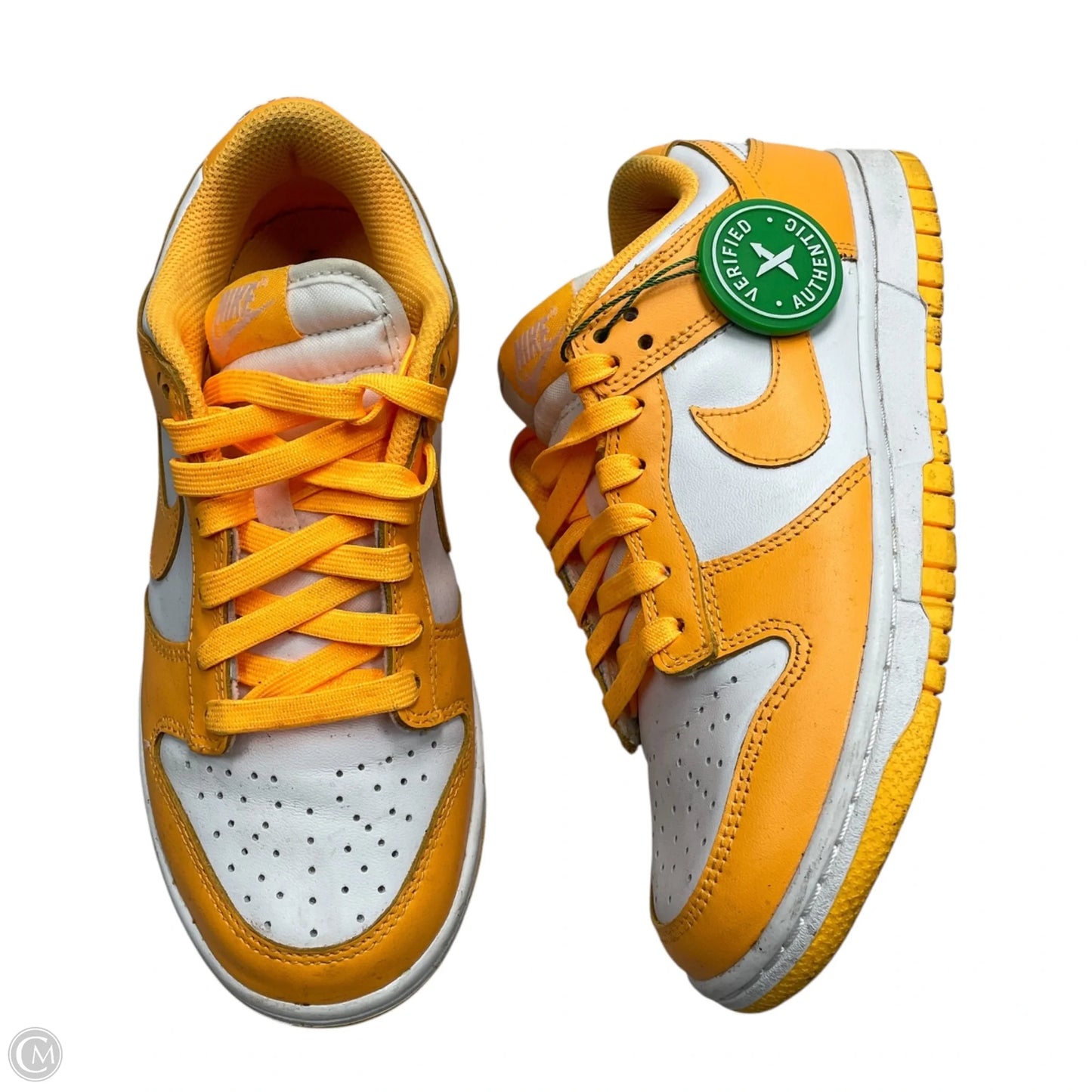 Shoes Athletic By Nike In White & Yellow, Size: 6