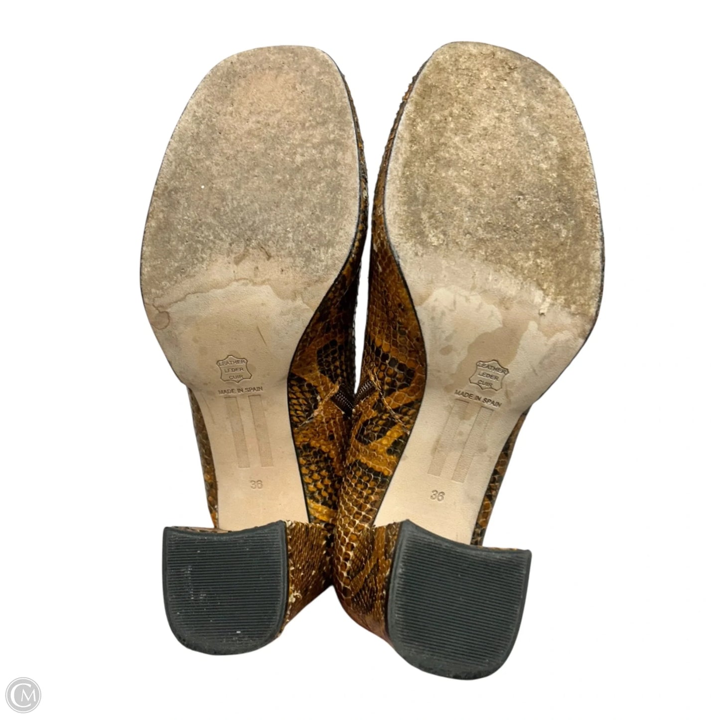 Boots Mid-calf Heels By Mista London In Snakeskin Print, Size: 6