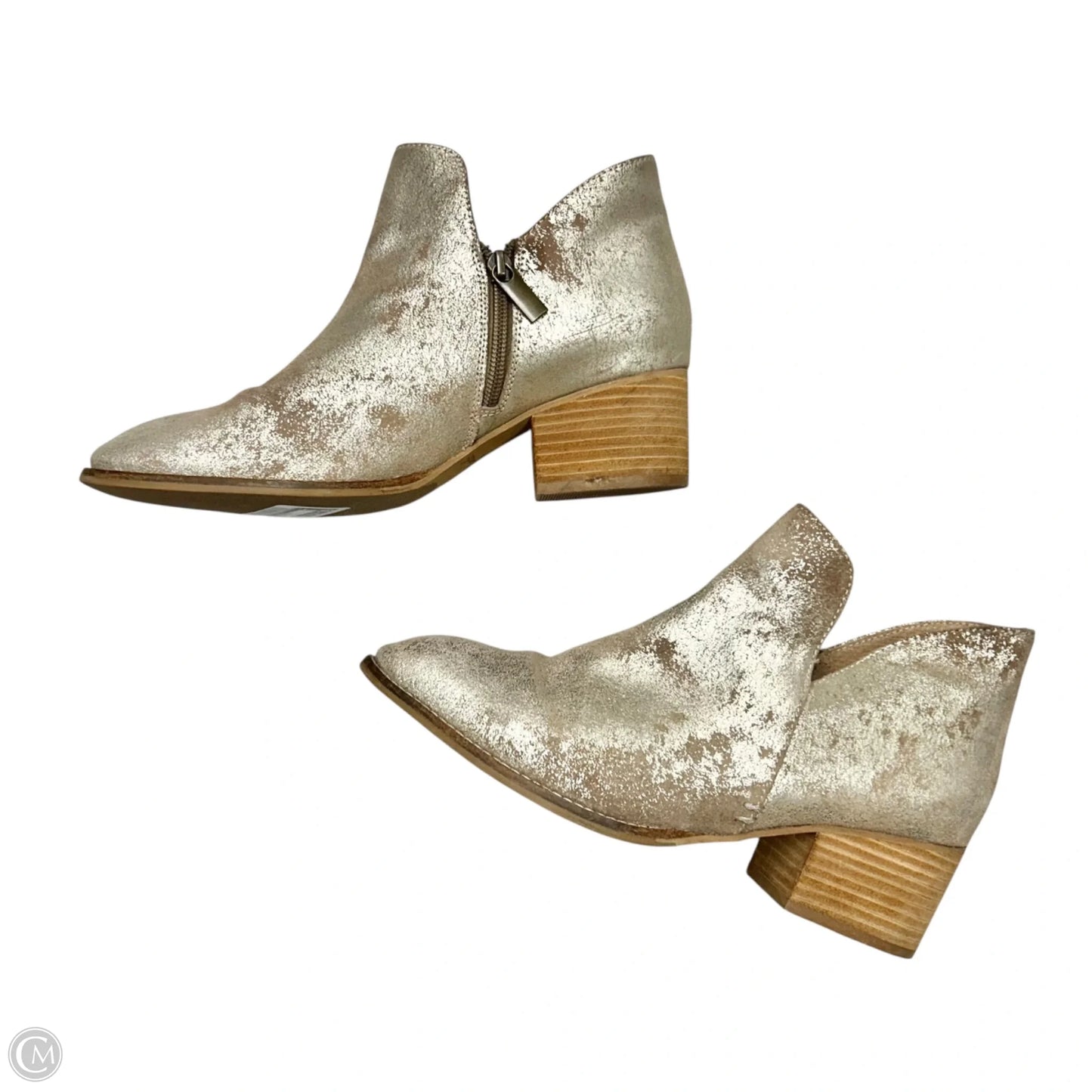 Boots Ankle Heels By Liendo In Gold, Size: 8.5