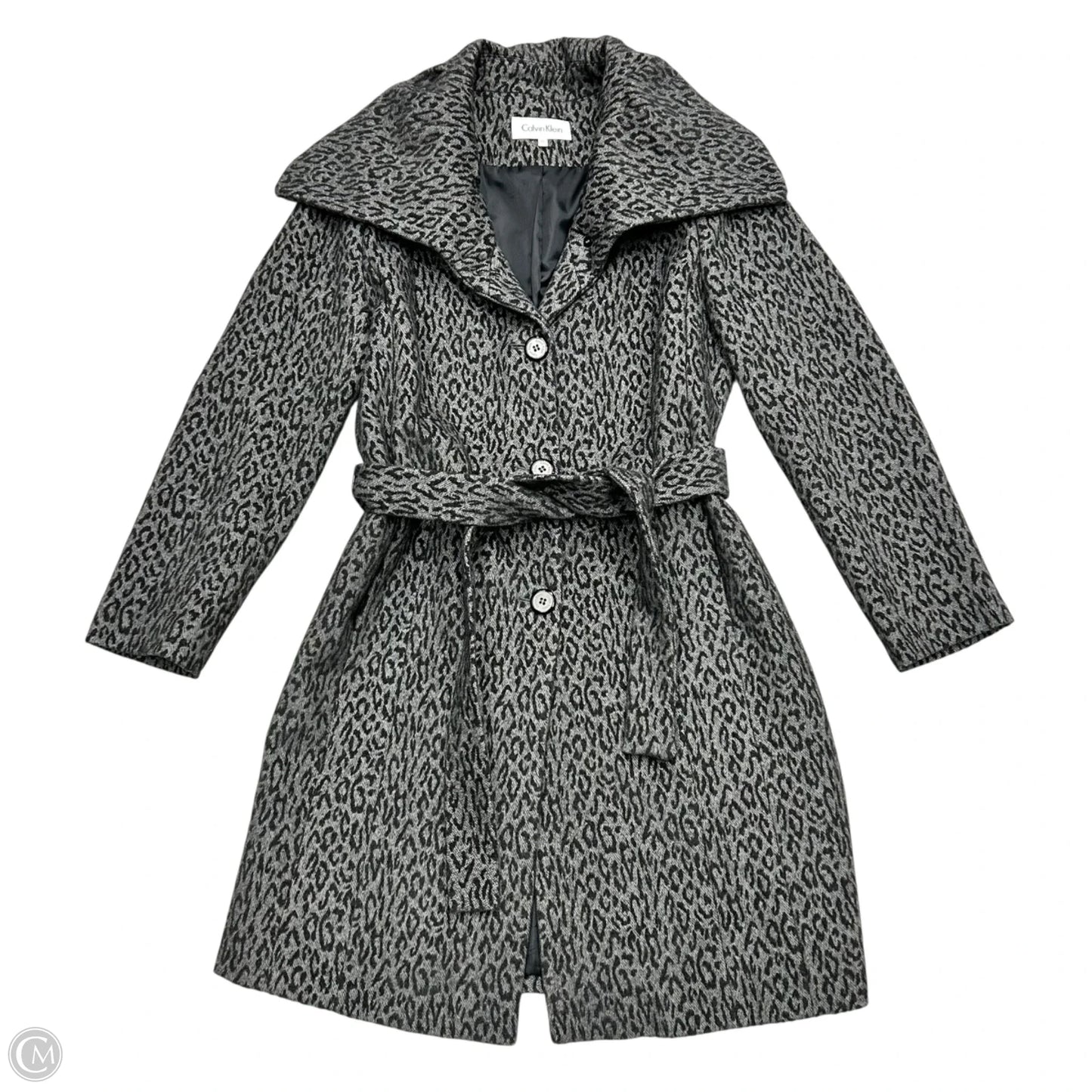 Coat Peacoat By Calvin Klein In Leopard Print, Size: L