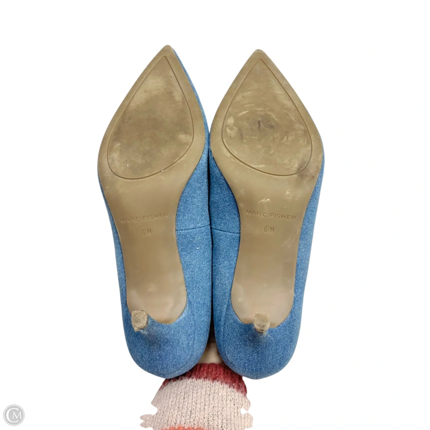 Shoes Heels Kitten By Marc Fisher In Blue Denim, Size: 6.5