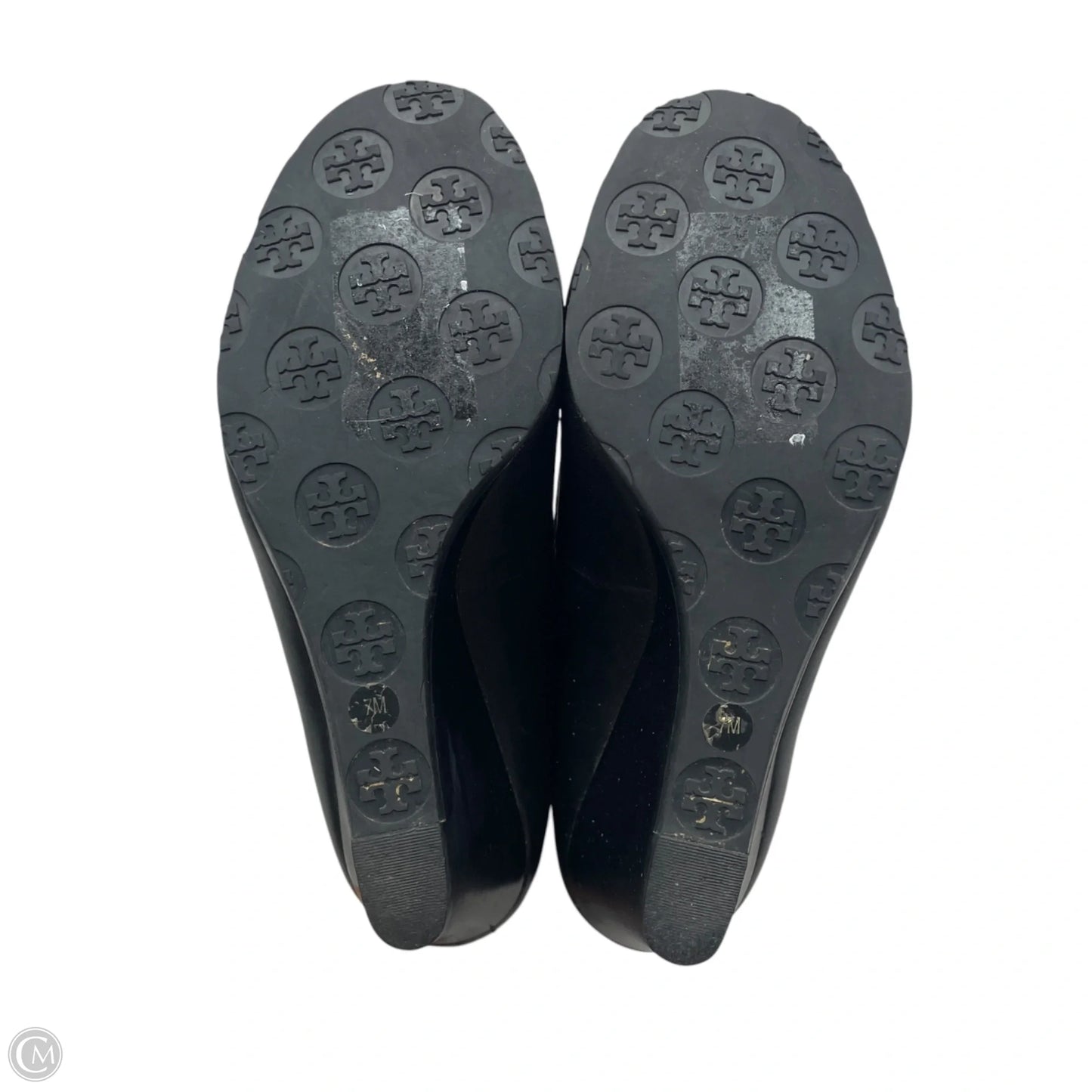 Shoes Designer By Tory Burch In Black & Gold, Size: 7