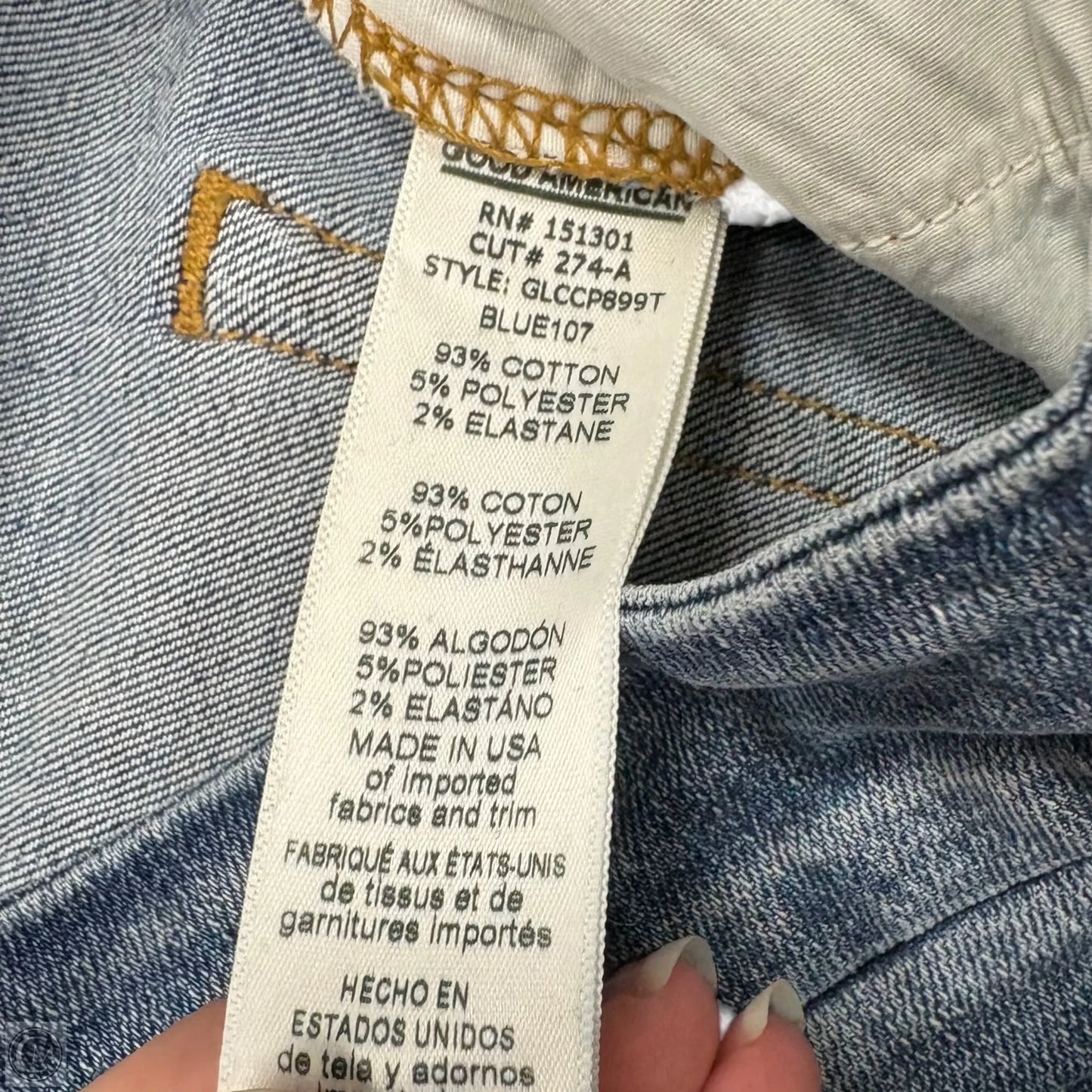 Jeans Skinny By Good American In Blue Denim, Size: 18