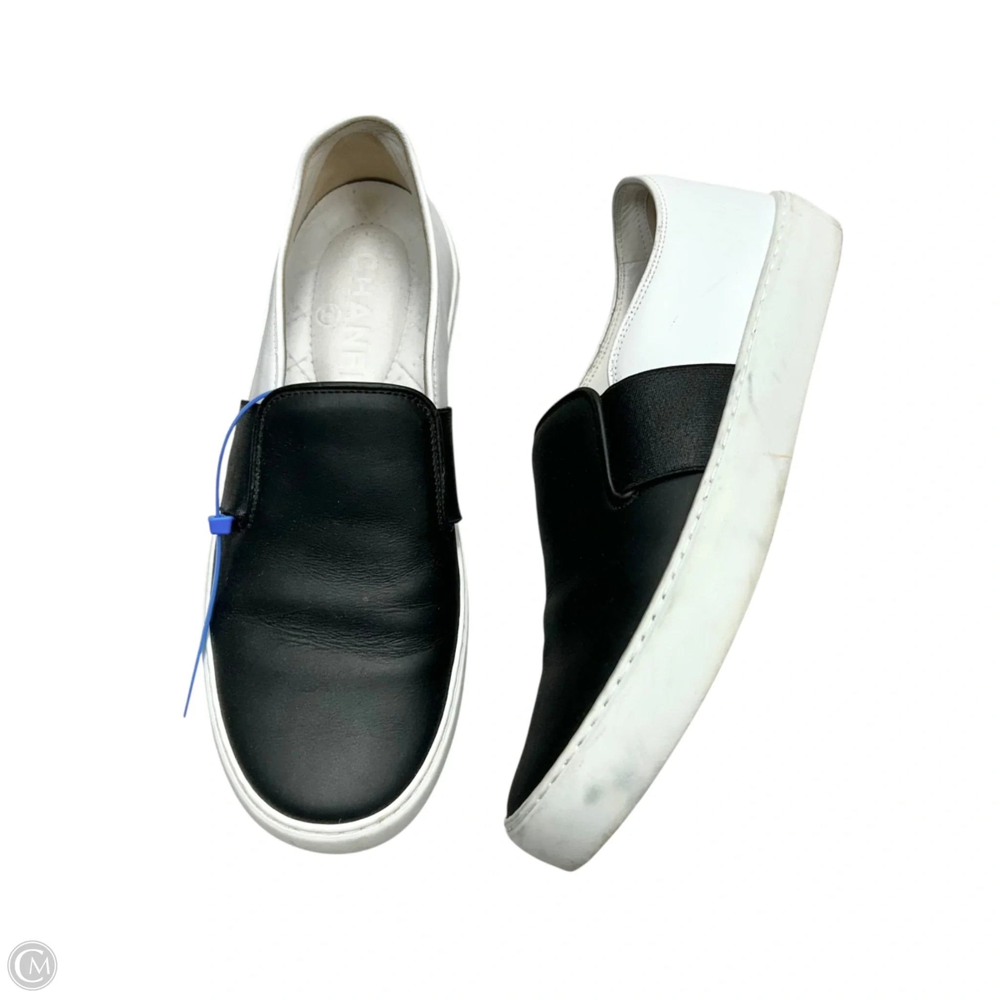 Shoes Luxury Designer By Chanel In Black White, Size: