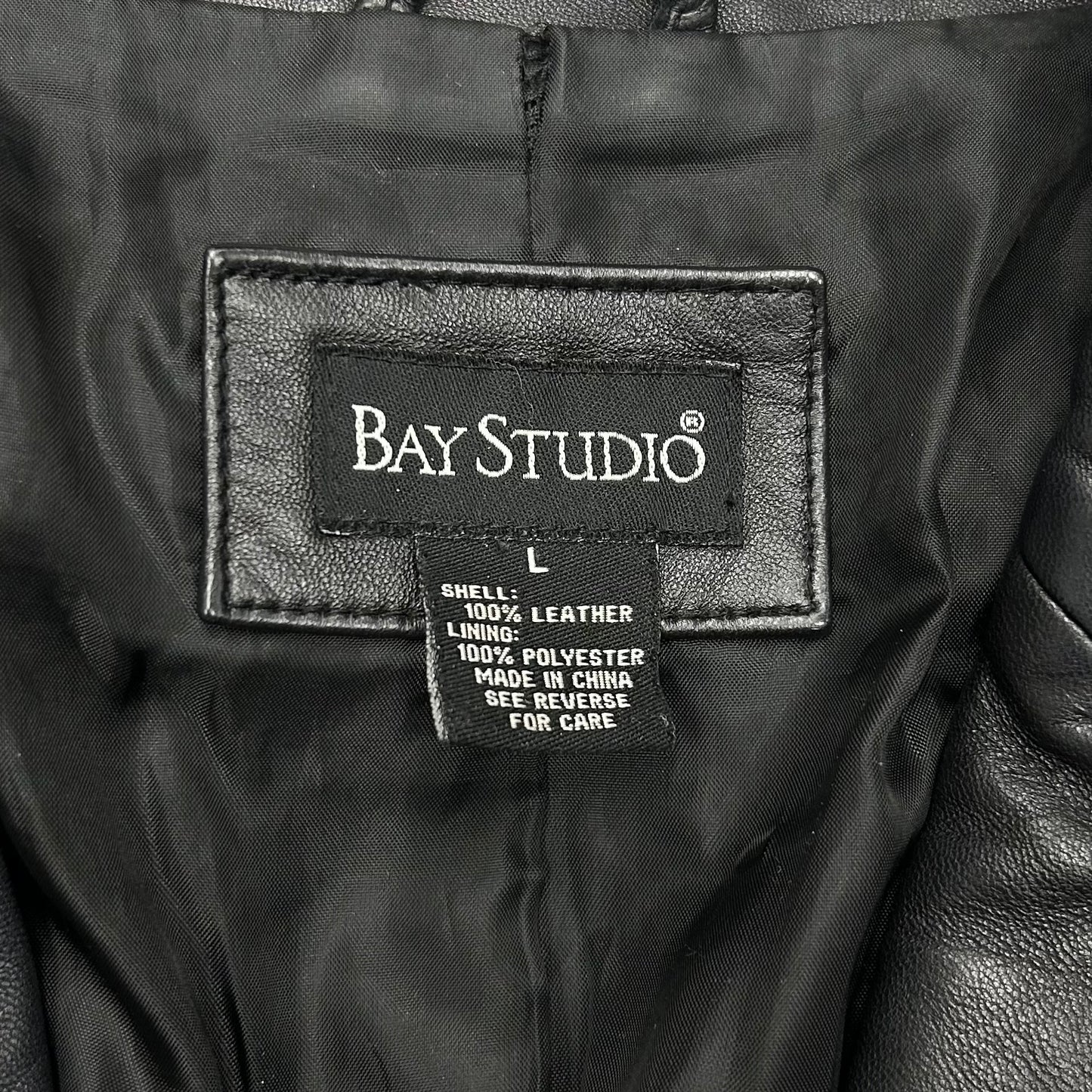 Jacket Leather By Bay Studio In Black, Size: L