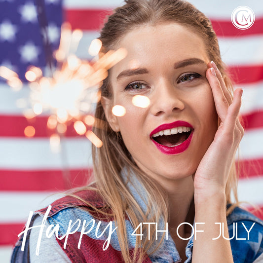 woman, fireworks and flag